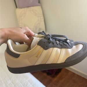 Adidas Cream and Gray Suede Sneakers